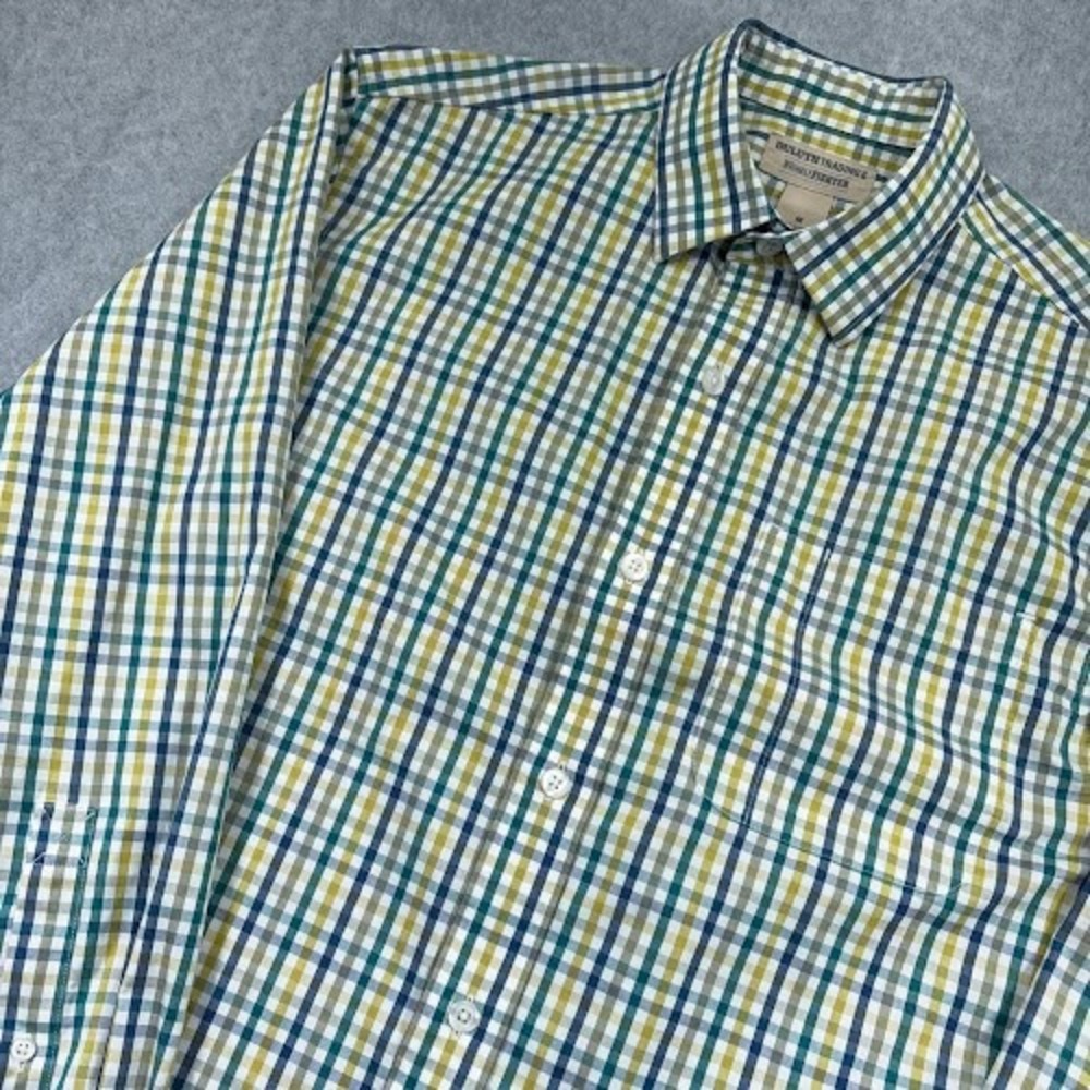 Duluth Trading Co Button Up‎ Shirt  Mens Medium Green Plaid Wrinklefighter  Long